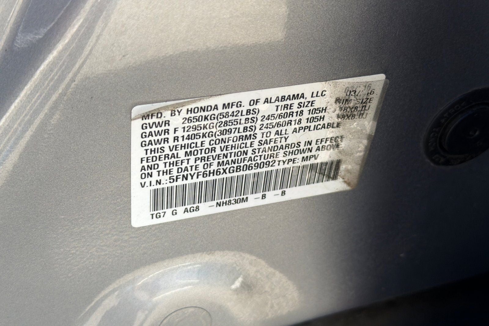2016 Honda Pilot EX-L w/Honda Sensing