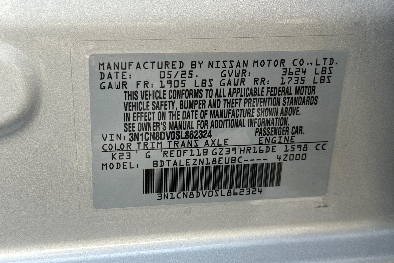 2025 Nissan Versa 1.6 S