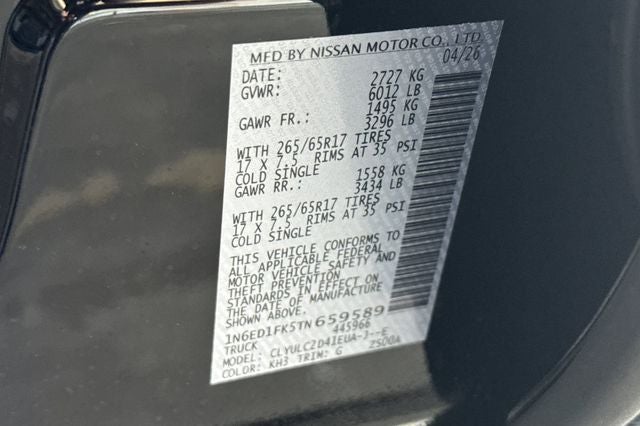 2026 Nissan Frontier Crew Cab SV Long Bed