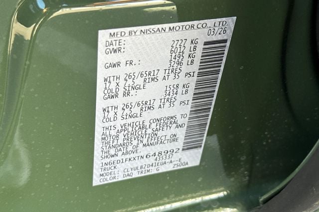 2026 Nissan Frontier Crew Cab SV Long Bed